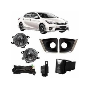 Kit Farol Milha Corolla 2014 a 2017 Com Moldura Cromada
