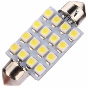 Lâmpada Led Branco Torpedo Médio 36MM 16 Gotas Avulso 12V
