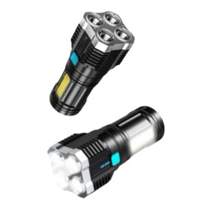 Lanterna de Mão Recarregável 4 Leds IPX5 Bateria Litío