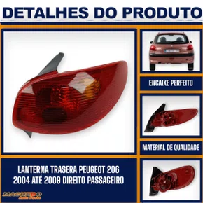 Lanterna Traseira Peugeot 206 2004 a 2009 Lado Direito Passageiro - FITAM