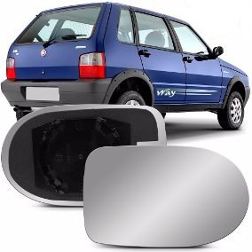 Lente C/ Base Refil Retrovisor Grande Uno Quadrado 2011 a 2013 Direito Caroneiro METAGAL