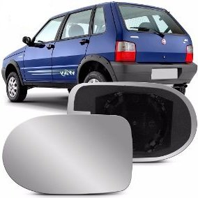 Lente C/ Base Refil Retrovisor Grande Uno Quadrado 2011 a 2013 Esquerdo Motorista METAGAL