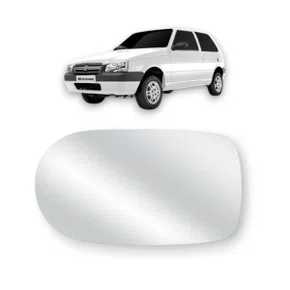 Lente C/ Base Refil Retrovisor Grande Uno Quadrado Esquerdo