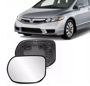 Lente C/ Base Refil Retrovisor New Civic 2006 a 2011 Esquerdo Motorista METAGAL