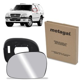 Lente C/ Base Refil Retrovisor S10 Blazer 1995 a 2012 Esquerdo Motorista METAGAL