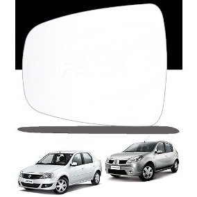 Lente C/ Base Refil Retrovisor Sandero Logan 2010 a 2014 Esquerdo Motorista ORIGINAL