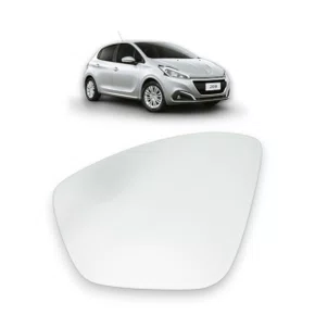 Lente Refil Retrovisor Peugeot 208 2012 a 2018 Lado Esquerdo