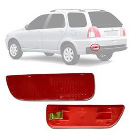 Lente Refletor Traseiro Parachoque Palio Weekend 2005 a 2008 Vermelho Esquerdo Motorista 