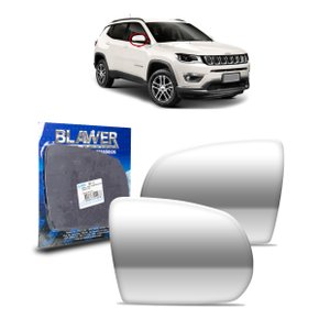 Lente S/ Base Refil Retrovisor Jeep Compass 2017 a 2023  Esquerdo Motorista Espelho Simples BLAWER