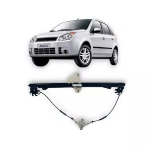 Máquina Vidro Dianteira Manual Fiesta Hatch Sedan Amazon 2003 a 2014  4Portas Esquerdo Motorista