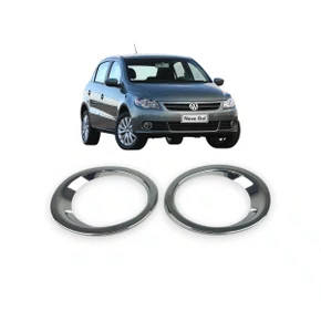 Par Aplique Farol Milha Auxiliar Gol Voyage Saveiro G5 2008 a 2013 Cromado