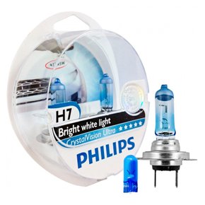 Par Lâmpada Super Branca H7 Crystal Vision Ultra 55W T10 Brinde PHILIPS