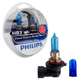 Par Lâmpada Super Branca HB3 Crystal Vision Ultra 55W T10 Brinde PHILIPS