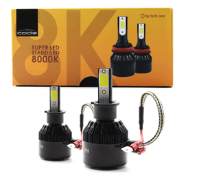 Par Lâmpada Super Led H3 8000K 12V 37W Efeito Xênon CODE