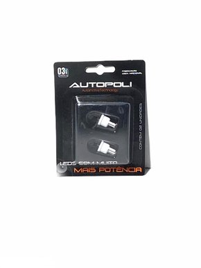 Par Lâmpadas LED T10 Esmagada Pingo 4 LEDs 12V 0,9W Tonalidade Branca Farol Baixo AUTOPOLI