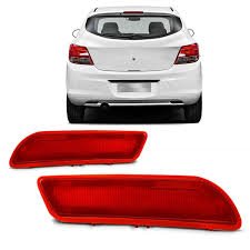 Par Lente Refletor Traseiro Parachoque Onix LS LT 2013 a 2016 Vermelho 