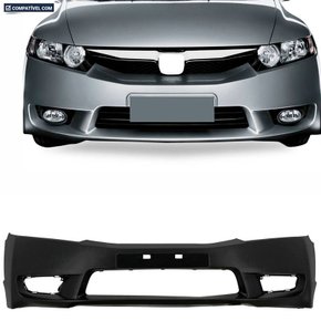 Parachoque Dianteiro Civic 2009 a 2011 Com Ressalto Placa Preto Liso