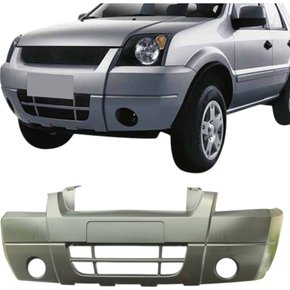 Parachoque Dianteiro Ecosport 2003 a 2007 Preto Liso Com Furo de Farol Milha 