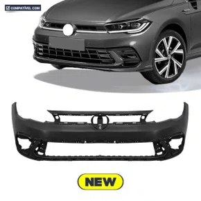Parachoque Dianteiro Polo 2022 a 2025  Preto Liso Sem Sensor