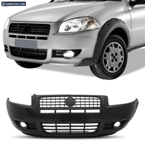 Parachoque Dianteiro Strada Working 2009 a 2013 Com Furo Milha e Furo Lateral Preto Liso 