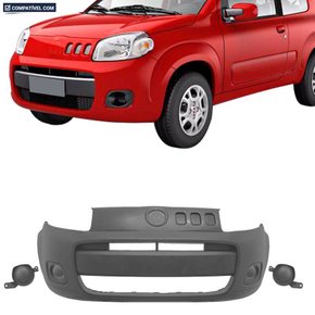 Parachoque Dianteiro Uno Novo Fiorino 2011 a 2019 Com Abertura Furo Milha Cinza Liso Parcial