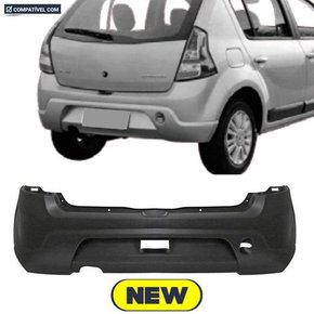 Parachoque Traseiro Sandero 2008 a 2014 Preto Liso