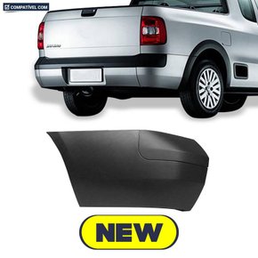 Ponteira Parachoque Traseiro Saveiro G5 G6 2008 a 2016 Preto Texturizado Esquerdo Motorista Exceto Linha Cross