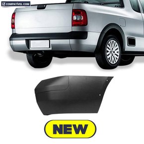 Ponteira Parachoque Traseiro Saveiro G5 G6 2008 a 2016 Preto Liso Direito Caroneiro Exceto Linha Cross