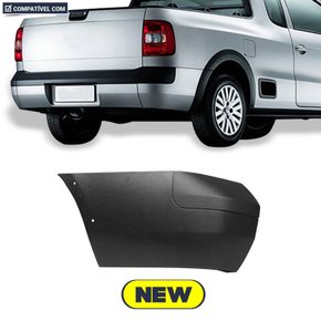 Ponteira Parachoque Traseiro Saveiro G5 G6 2008 a 2016 Preto Liso Esquerdo Motorista Exceto Linha Cross