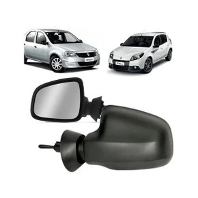 Retrovisor Externo Sandero 2009 a 2014 Logan 2009 a 2012 Com Controle Interno Manual Lado Esquerdo Motorista MIRROR