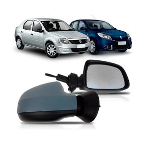 Retrovisor Externo Sandero 2009 a 2014 Logan 2009 a 2012 Com Controle Interno Manual Lado Esquerdo Motorista (Capa Removivel Com Primer) MIRROR