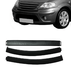 Kit Spoiler Parachoque Dianteiro C3 2003 a 2008 3 Peças Preto