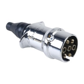 Tomada Macho Engate Reboque Cromada 6 Polos Redonda 12v Alumínio Polido