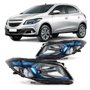 Farol Onix 2012 a 2019 Prisma 2012 a 2016 Máscara Negra Azul Direito Caroneiro