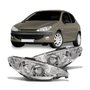 Farol Peugeot 206 2004 a 2008 Cromado Foco Duplo Esquerdo Motorista