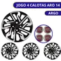 Jogo Calota Aro 14 Argo 2017 Até 2020 Prata e Preto 