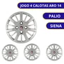 Jogo Calota Aro 14 Fiat Palio Siena 2004 Até 2016 