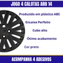 Jogo Calota Aro 14 Gol G5 2009 Preto Cubo Padrão