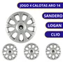 Jogo Calota Aro 14 Renault Sandero Logan Clio 2009 Até 2014