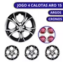 Jogo Calota Aro 15 Argo Após 2023 Prata Preto