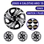 Jogo Calota Aro 15 Onix Hatch Plus Após 2023 Preto Prata