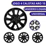 Jogo Calota Aro 15 Sandero Logan 2014 Até 2020 Preto Brilho