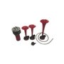 kit Buzina Verdureira Tripla Vermelha Com Mangueira Compressor Rele 12V 
