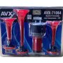kit Buzina Verdureira Tripla Vermelha Com Mangueira Compressor Rele 12V 