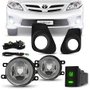 Kit Farol Auxiliar Milha Corolla 2012 2013 Com Moldura Preta Botão Modelo Original 