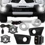 Kit Farol Auxiliar Milha L200 Triton 2011 a 2013 Com Grade Kit Completo Com Moldura cromada